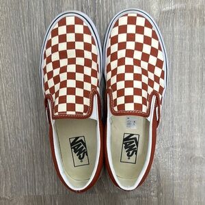 Vans women’s  maroon  and cream Checkerboard Slip-On Sneakers